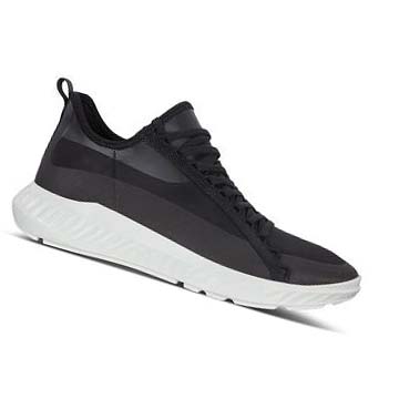 Men's Ecco St.1 Lite Slip-on Sneakers Black / White | Canada 657YXF